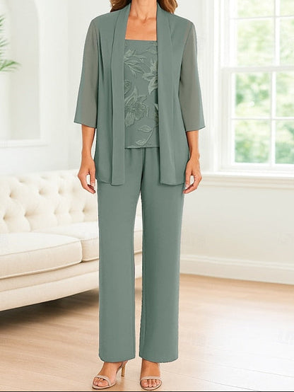 Elegant 3 Dress Bride Mother the of Pantsuit Simple Piece