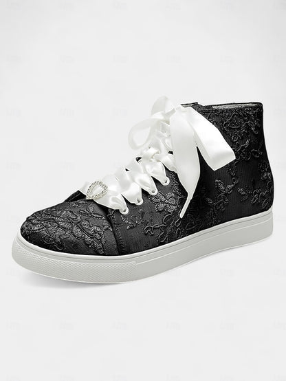 Satin Sneakers Women's Ivory Lace Wedding Ribbon Laces with