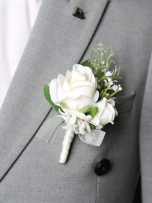 Corsage Wrist and – Boutonniere Elegant Set Rose White