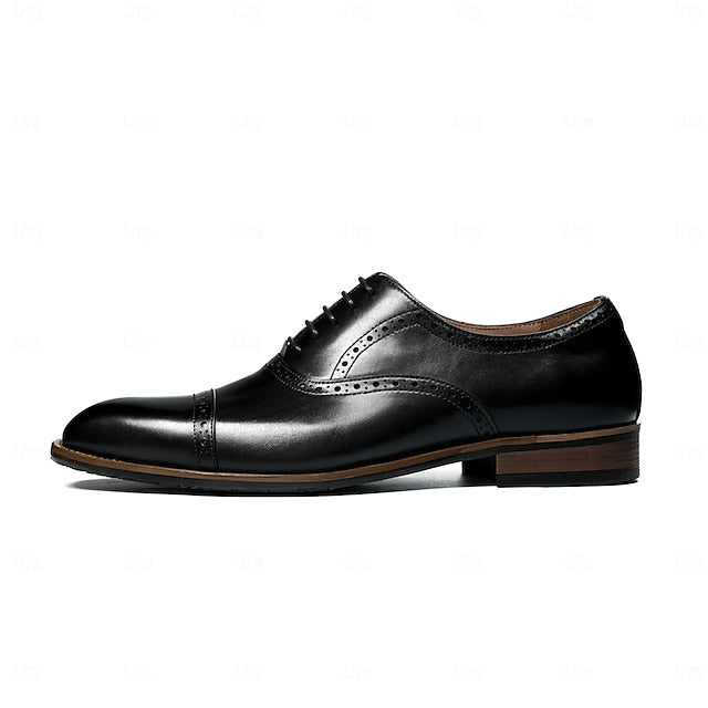 with Leather Men's Light Genuine Brown Oxford Shoes Wingtip
