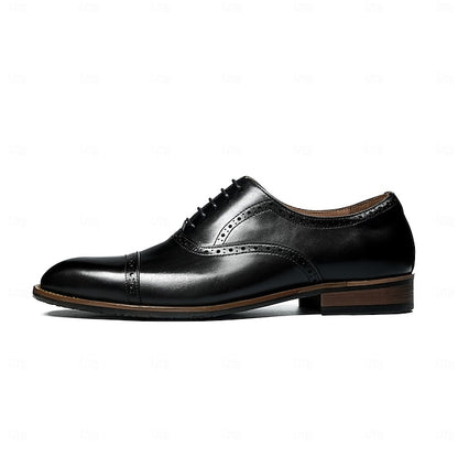 with Leather Men's Light Genuine Brown Oxford Shoes Wingtip