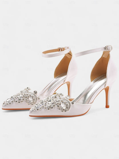 Ankle Satin Pointed – Heels Emerald Green Women's Strap