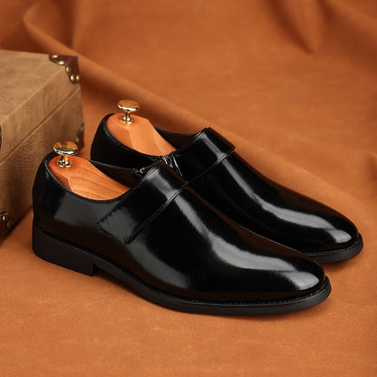 Leather Loafers Shoes Brown Slip-On Business Men's