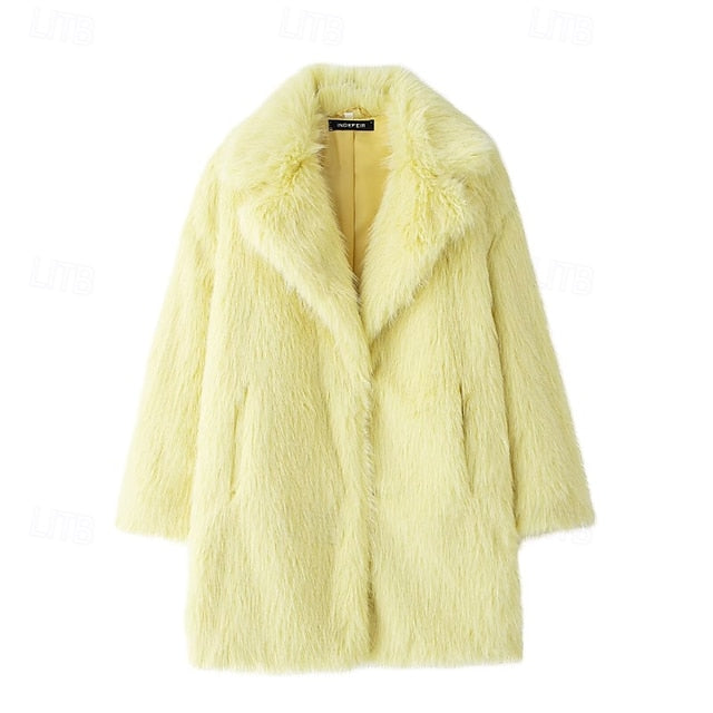 Faux Furs Fur Pocket Comfortable Warm Women's Coat