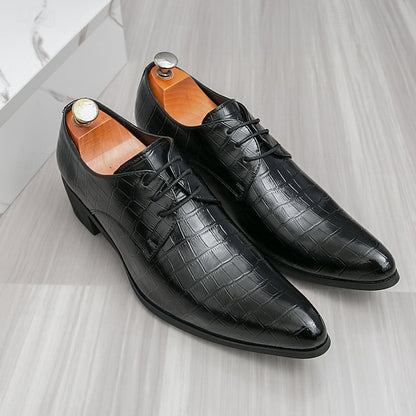 Pattern Faux Crocodile – Men's Red Shoes Leather