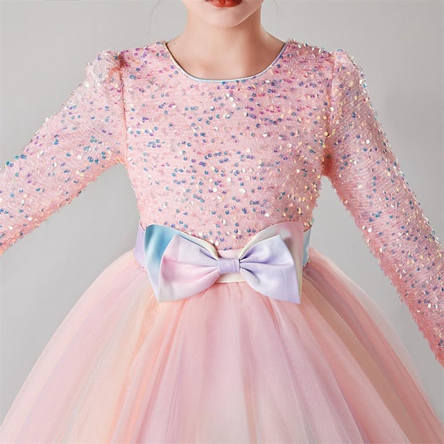 Solid Kids Party Girl Girls' Flower Dress Color