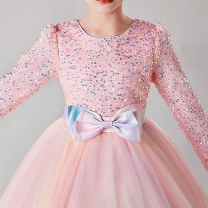 Color Girls' Long Solid Kids Dress Flower Girl Party