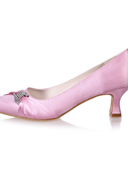 with Heels Blue Bow Rhinestone Royal Kitten Satin Women's