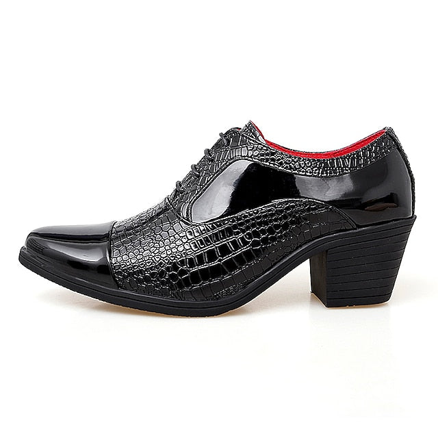 Oxford Crocodile Leather Patent Faux Men's Black Pattern