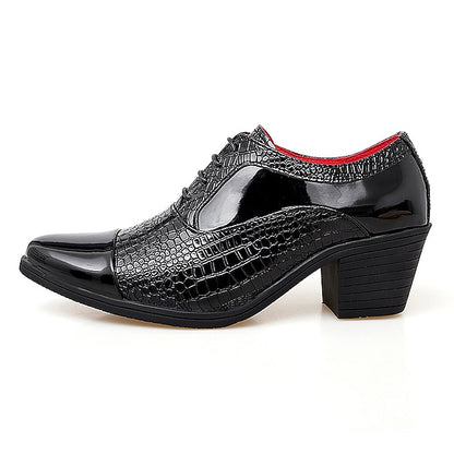 Oxford Crocodile Leather Patent Faux Men's Black Pattern