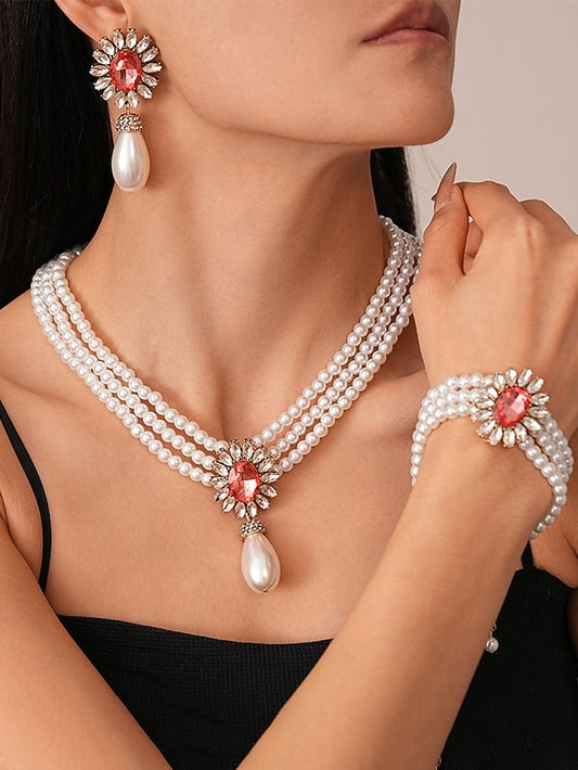 with Set Earrings Jewelry Pearl Women's