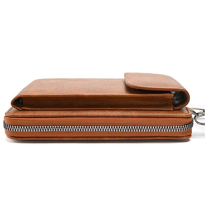 with Zipper Wallet Vintage Faux Crossbody Leather Women's