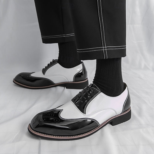 Men's and Black Patent Oxford with Leather Shoes Gold