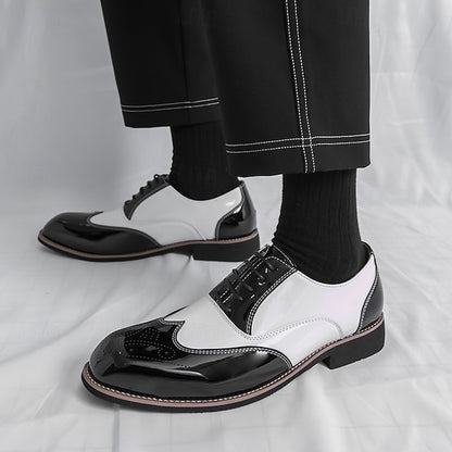 Men's and Black Patent Oxford with Leather Shoes Gold