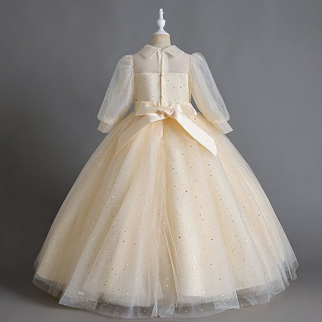 Half Color Solid Girl Kids Dress Girls' Party Flower