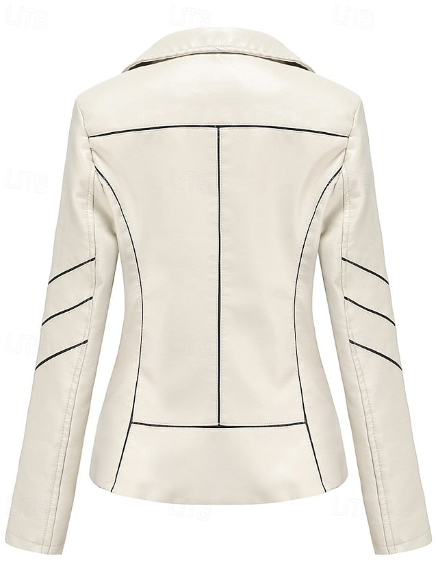 Jacket Pocket Zipper Leather Comfortable Faux Women's