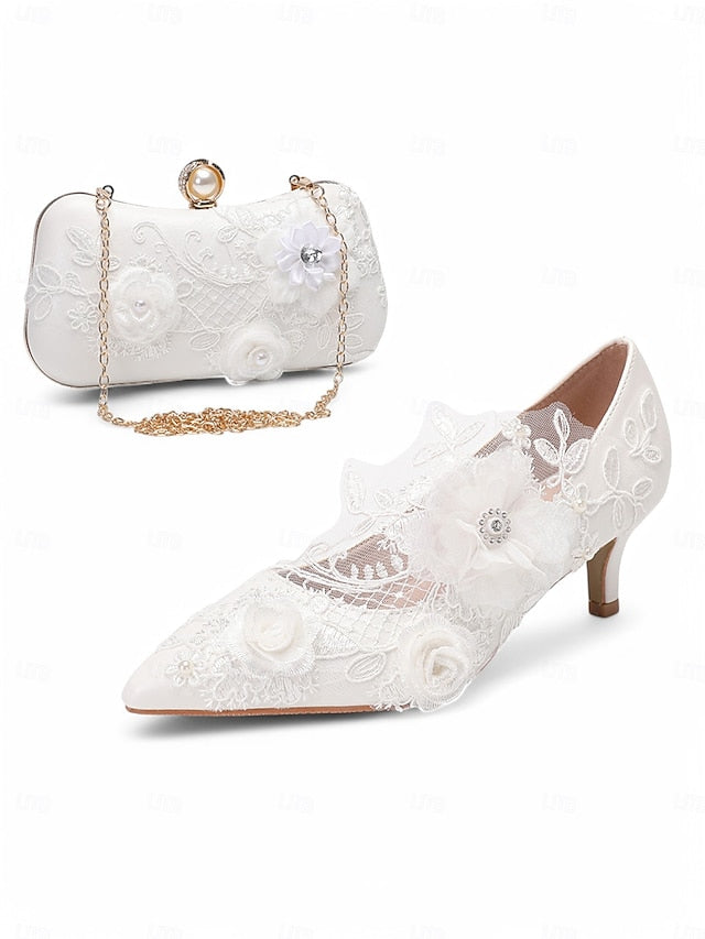 with Floral Shoes Embellishments Wedding Lace White