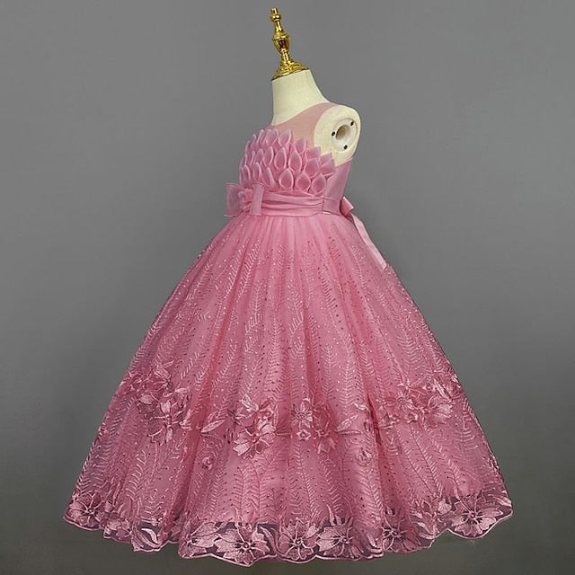 Kids Girl Solid Colored Dress Girls' Flower