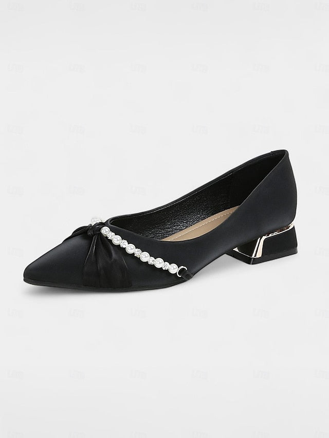 Pearl Women's Low Elegant - Pointed Embellished Flats Heel
