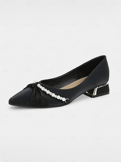 Pearl Women's Low Elegant - Pointed Embellished Flats Heel