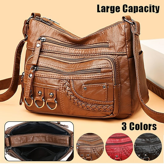 Multiple Crossbody with Vintage Leather Women's Faux Bag
