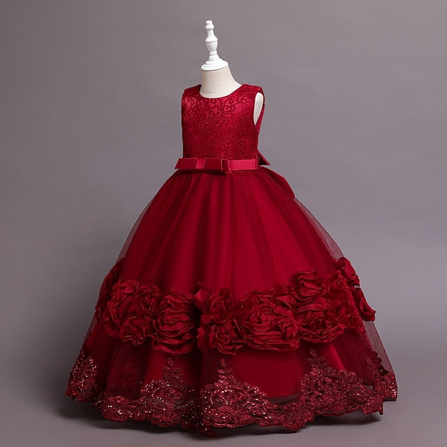 Dress Plain Kids Line Floral Party A Girls' Little