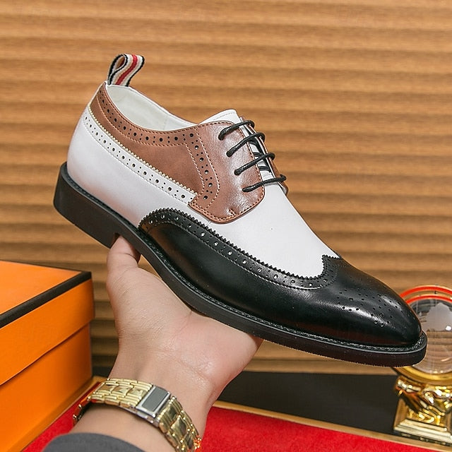 Brown with Men's Oxford and Shoes White Wingtip