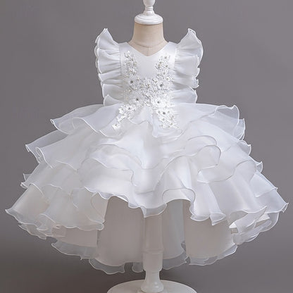 Girls' Dress Asymmetrical Kids Party Floral