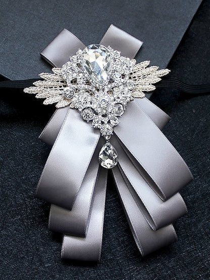 Bow Ribbon Luxury - Pin Crystal Elegant Brooch Tie Men's