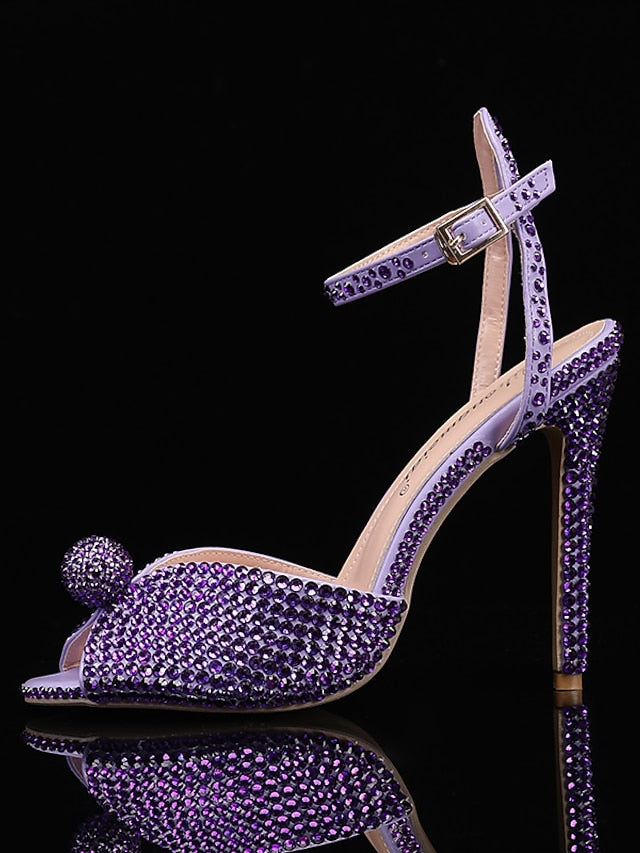 Stiletto Embellished Sandals with Rhinestone Heel Women's