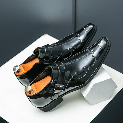 Monk Shoes Strap Leather Black Men's – Formal