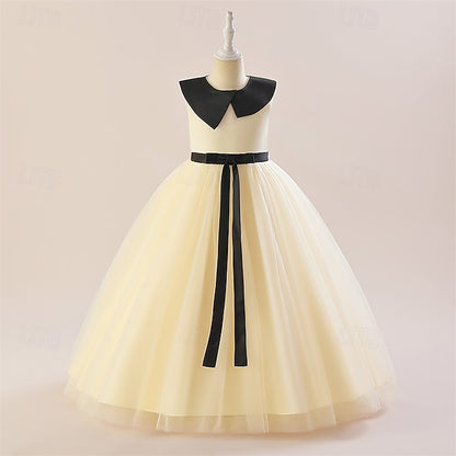 Block Color Dress Girls' Performance Party Kids Sleeveless