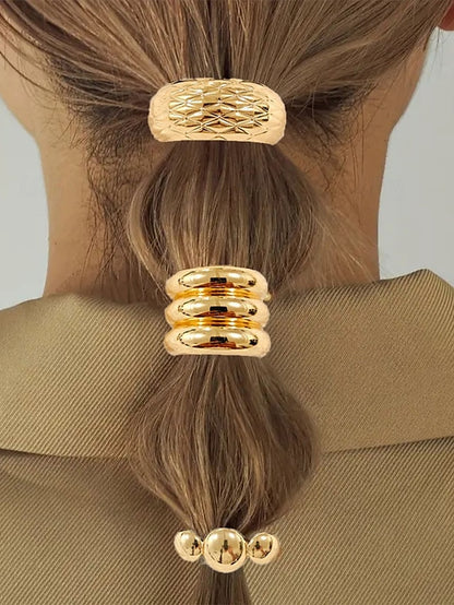 Elastic Women's with Gold Hair Scrunchies - Band Tone