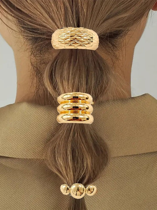Elastic Women's with Gold Hair Scrunchies - Band Tone