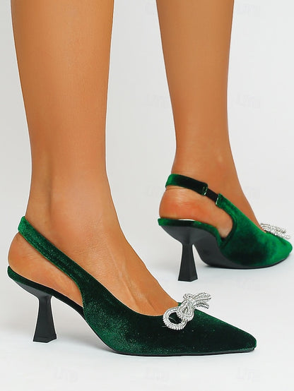 Cocktail Toe – Women's Heels Velvet Pointed Slingback