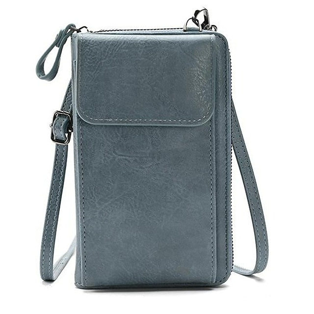 with Zipper Wallet Vintage Faux Crossbody Leather Women's