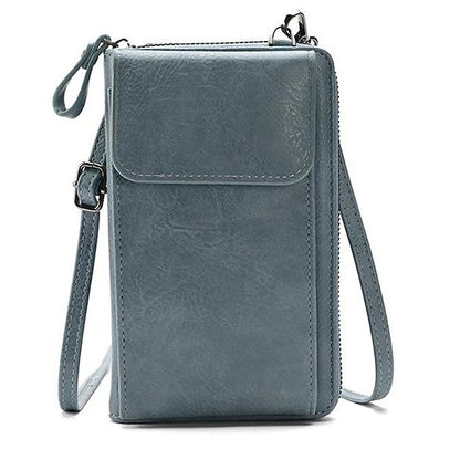 with Zipper Wallet Vintage Faux Crossbody Leather Women's