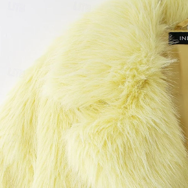 Faux Furs Fur Pocket Comfortable Warm Women's Coat