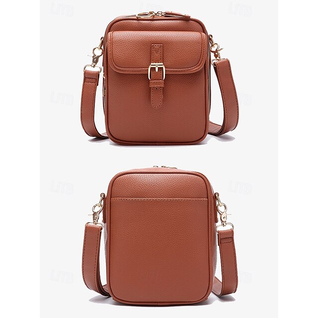 Bag Front Brown with Faux Vintage Leather Women's Crossbody