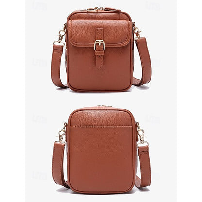 Bag Front Brown with Faux Vintage Leather Women's Crossbody