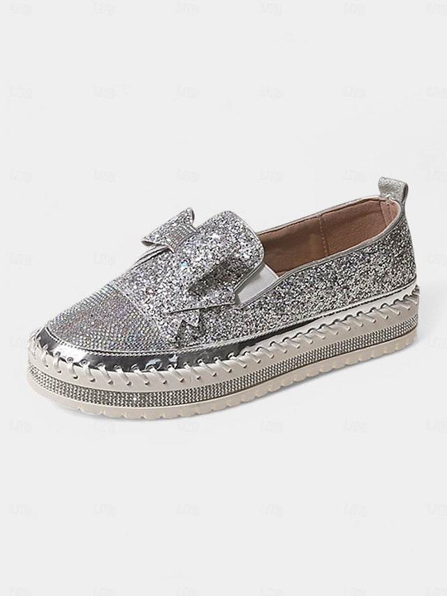Loafers Rhinestone Slip-On for Women Sparkling – Glittery