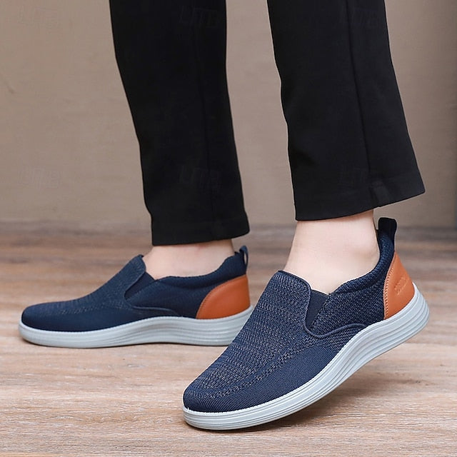 – Sneakers Breathable Navy Men's Knit Stretch Slip-On