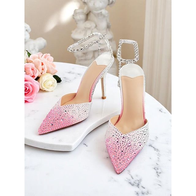 Slingback Gradient Heels Women's Crystal with - Stiletto