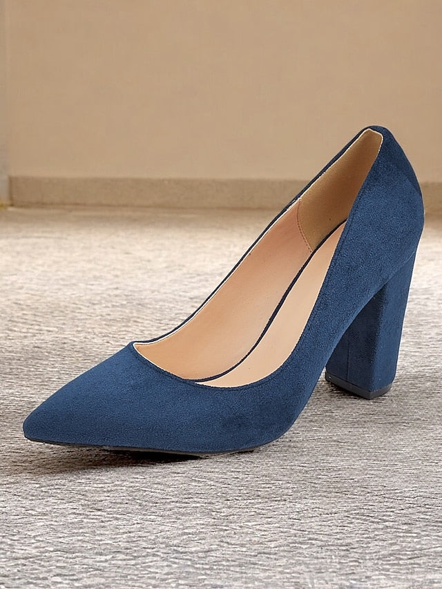 Classic Women's Pointed High Heels Heel Toe | Block Suede