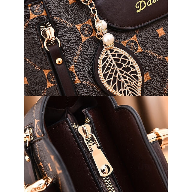 Women's Elegant Accents Leather Faux and Red Handbag with