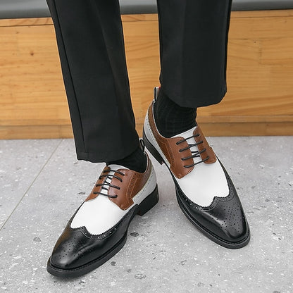 Brown with Men's Oxford and Shoes White Wingtip
