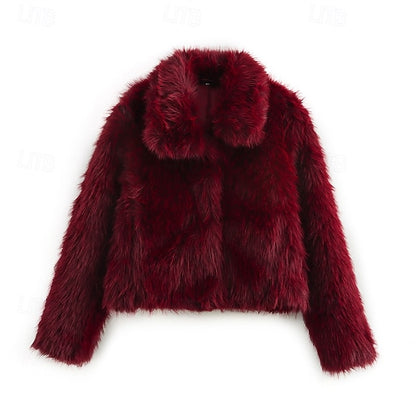 Women's Comfortable Buttons Furs Faux Warm Coat Fur