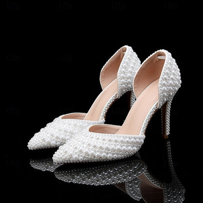 Set Women's and Stiletto – Pearl Bag White Clutch Heels