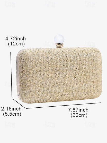 Purse - with Elegant Stylish Straw Clasp Pearl Clutch