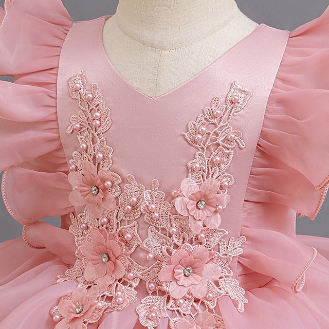 Girls' Dress Asymmetrical Kids Party Floral